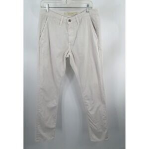 BIG STAR Mens Sam Straight Leg Chino Pants White 32R Cotton Mid Rise